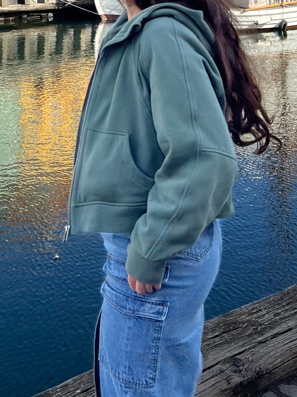 Lululemon Cropped Zip Hoodie in Sage Green - Picture 2 of 3
